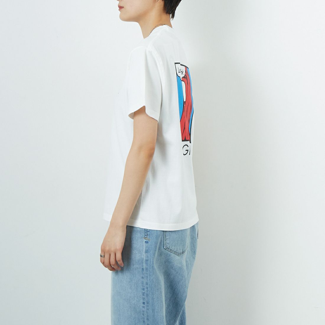 X-girl [エックスガール] ポップフェイス ショートスリーブTシャツ [105252011037] WHITE &&モデル身長：160cm 着用サイズ：M&&