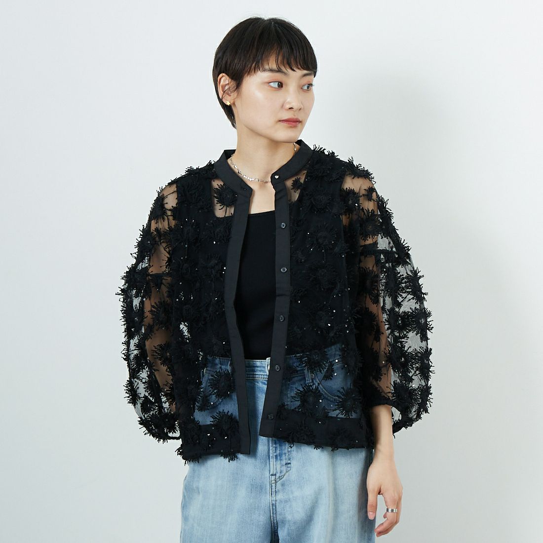 19 BLACK&&モデル身長：160cm 着用サイズ：F&&