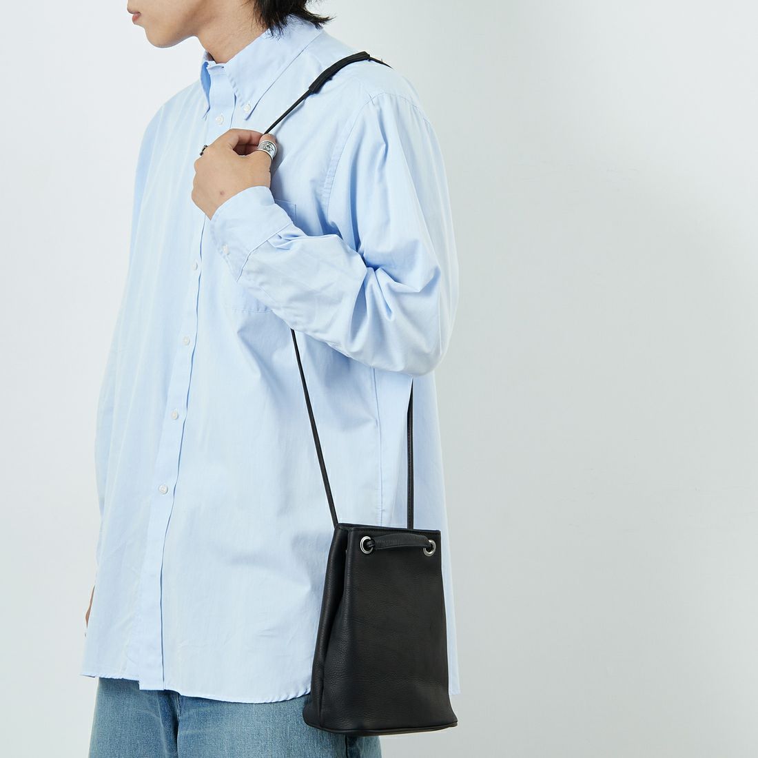 MR.OLIVE E.O.I [ミスターオリーブ] ウォータープルーフ ウォッシャブルレザーシリンダーバッグ [ME653] BLACK