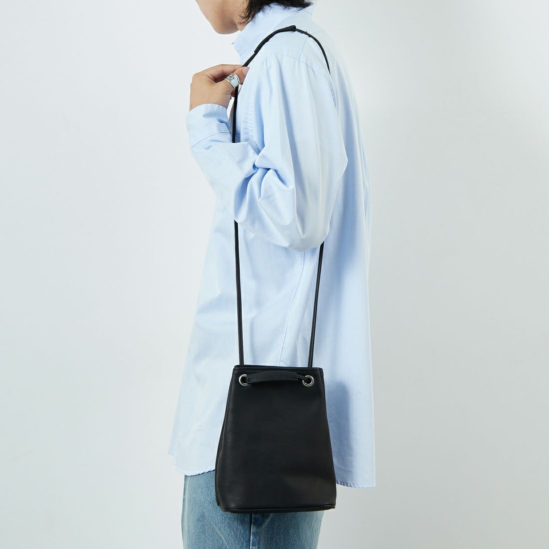 MR.OLIVE E.O.I [ミスターオリーブ] ウォータープルーフ ウォッシャブルレザーシリンダーバッグ [ME653] BLACK