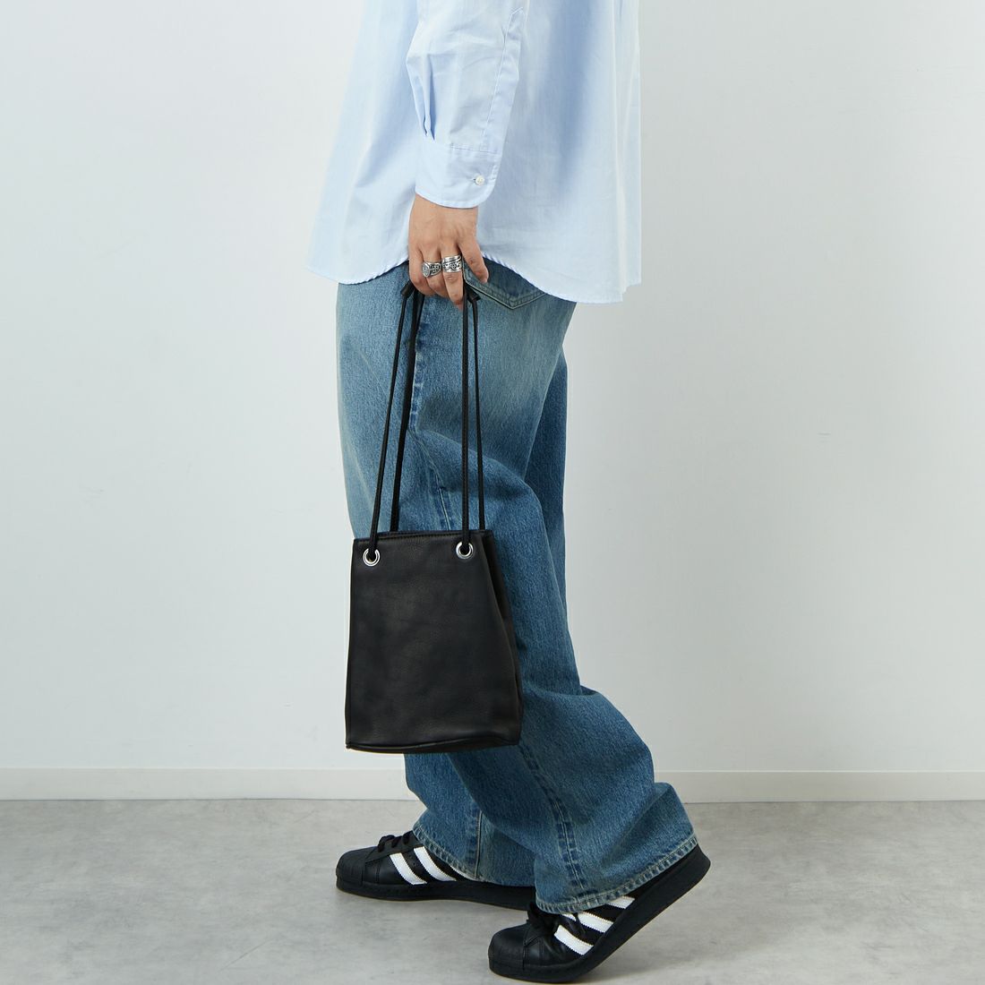 MR.OLIVE E.O.I [ミスターオリーブ] ウォータープルーフ ウォッシャブルレザーシリンダーバッグ [ME653] BLACK