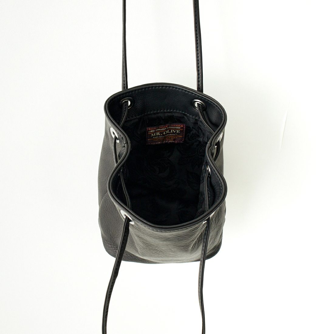 MR.OLIVE E.O.I [ミスターオリーブ] ウォータープルーフ ウォッシャブルレザーシリンダーバッグ [ME653] BLACK