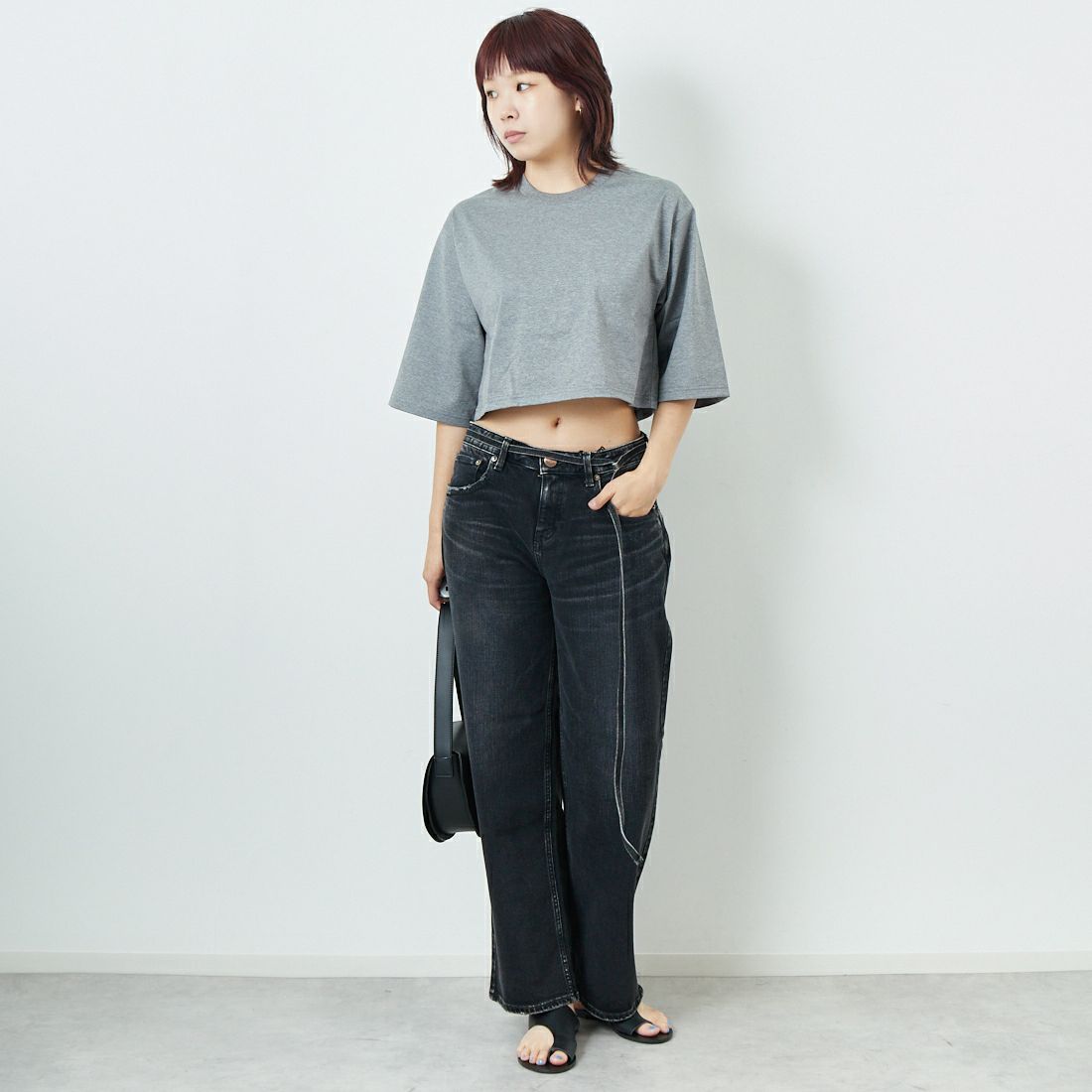 RIM.ARK [リムアーク] ニューベーシックショートTシャツ [460ISS80-1251] 180 T.GRY &&モデル身長：167cm 着用サイズ：F&&