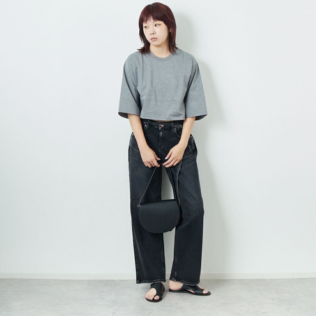 RIM.ARK [リムアーク] ニューベーシックショートTシャツ [460ISS80-1251] 180 T.GRY &&モデル身長：167cm 着用サイズ：F&&