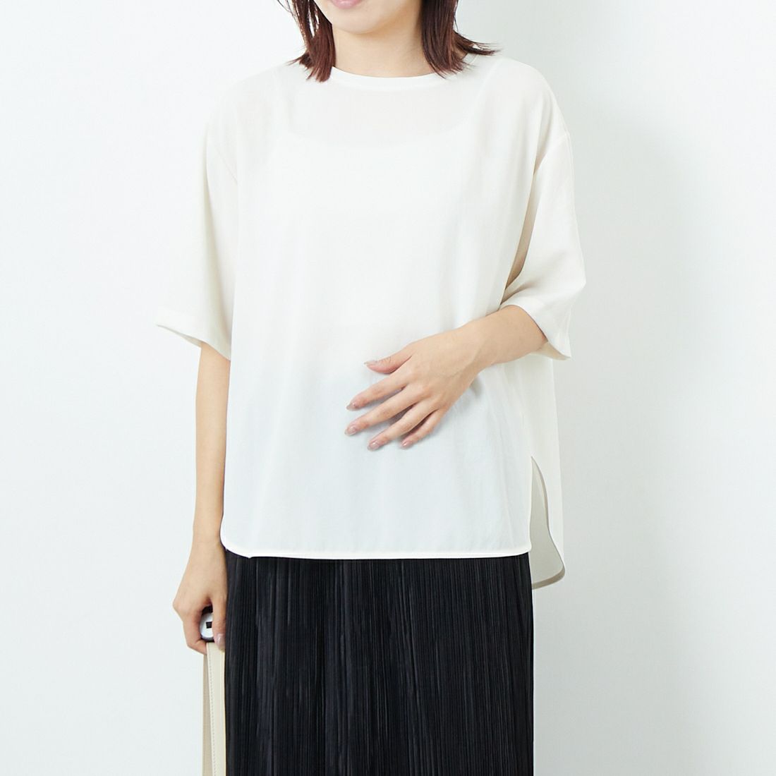 Jeans Factory Clothes [ジーンズファクトリークローズ] ノルディス2WAYプルオーバー [21255058] 031 ｵﾌ &&モデル身長：167cm 着用サイズ：F&&