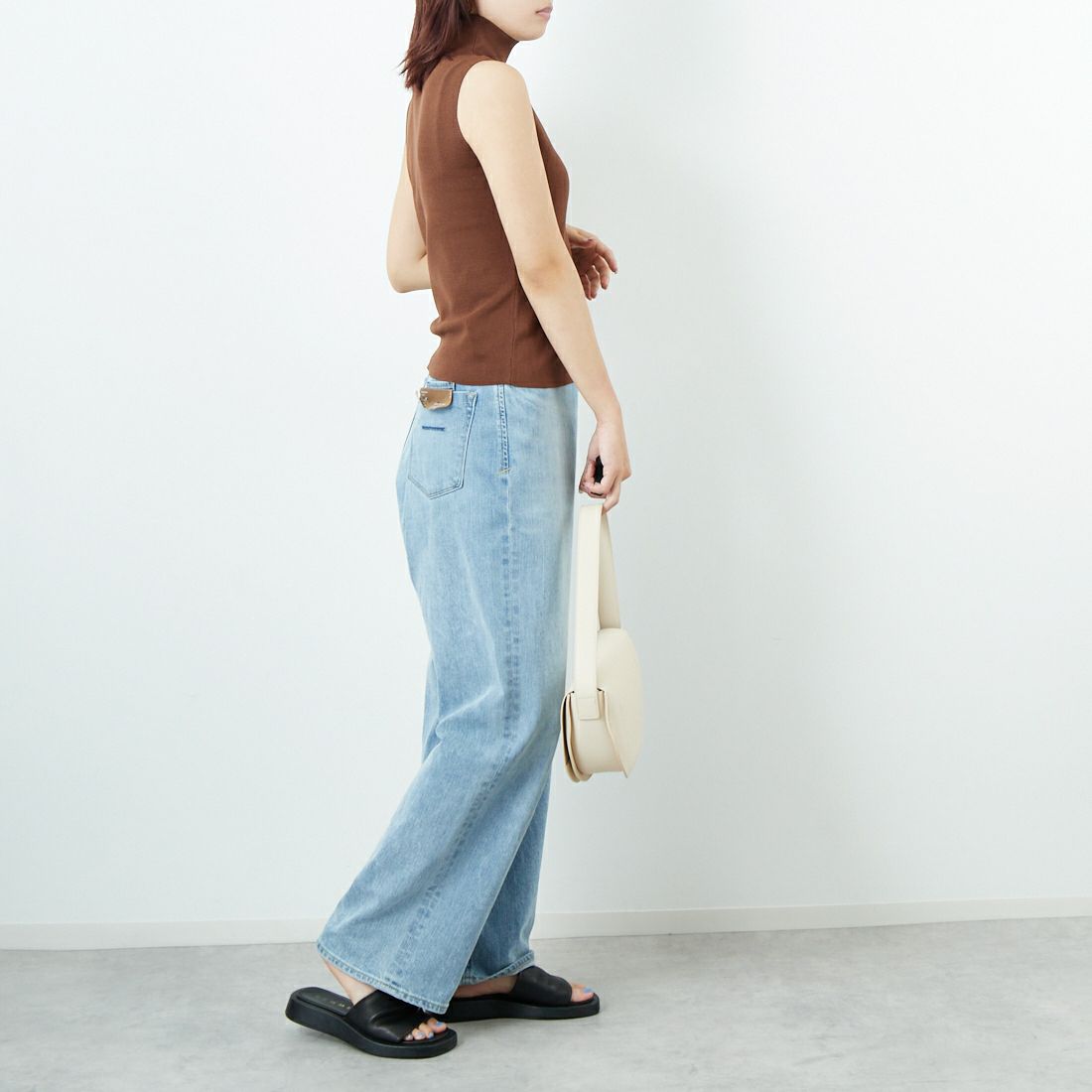 CLOCHE [クロシェ] ハイネックニットタンク [55285515] ﾌﾞﾗｳﾝ &&モデル身長：167cm 着用サイズ：2&&