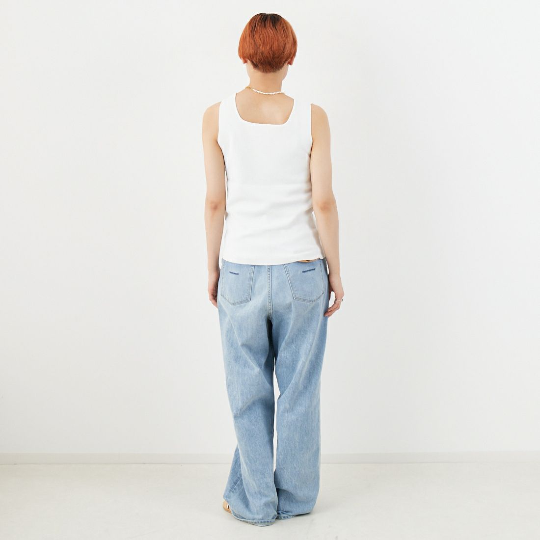 CLOCHE [クロシェ] スクエアニットタンク [55285511] ﾎﾜｲﾄ &&モデル身長：160cm 着用サイズ：2&&
