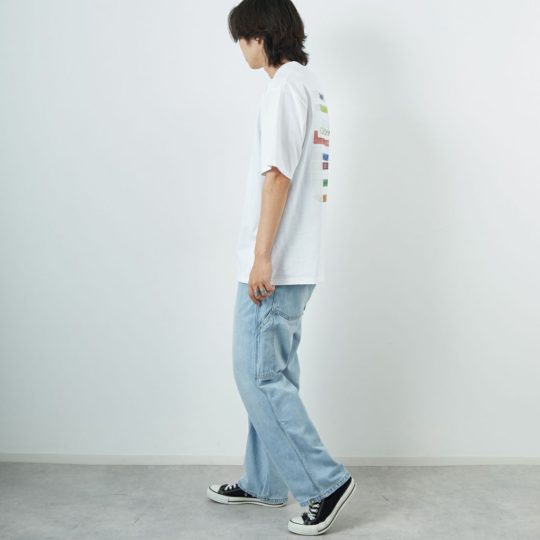 HUF [ハフ] アドミッション ショートスリーブTシャツ [TS02457] WHITE &&モデル身長：179cm 着用サイズ：L&&