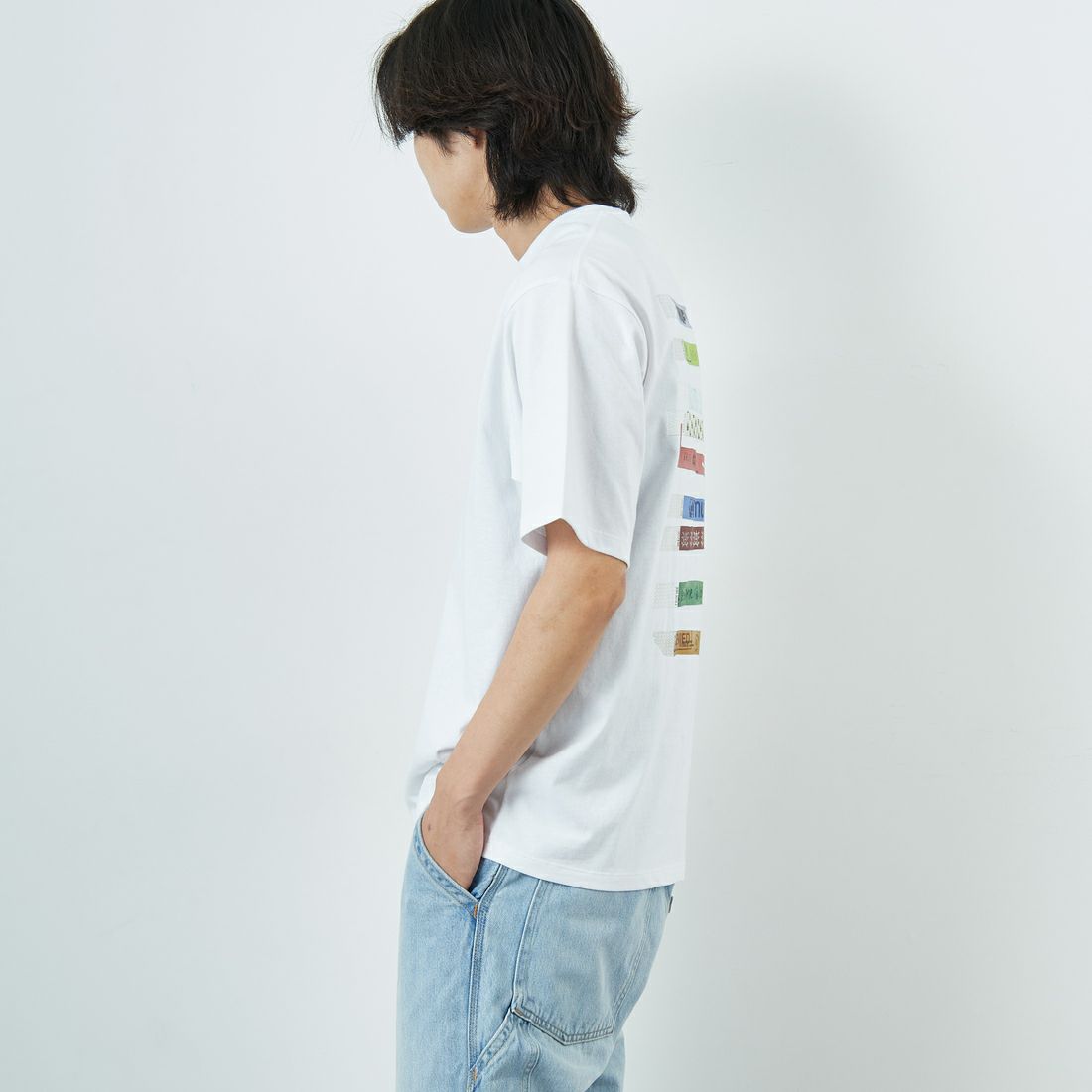 HUF [ハフ] アドミッション ショートスリーブTシャツ [TS02457] WHITE &&モデル身長：179cm 着用サイズ：M&&
