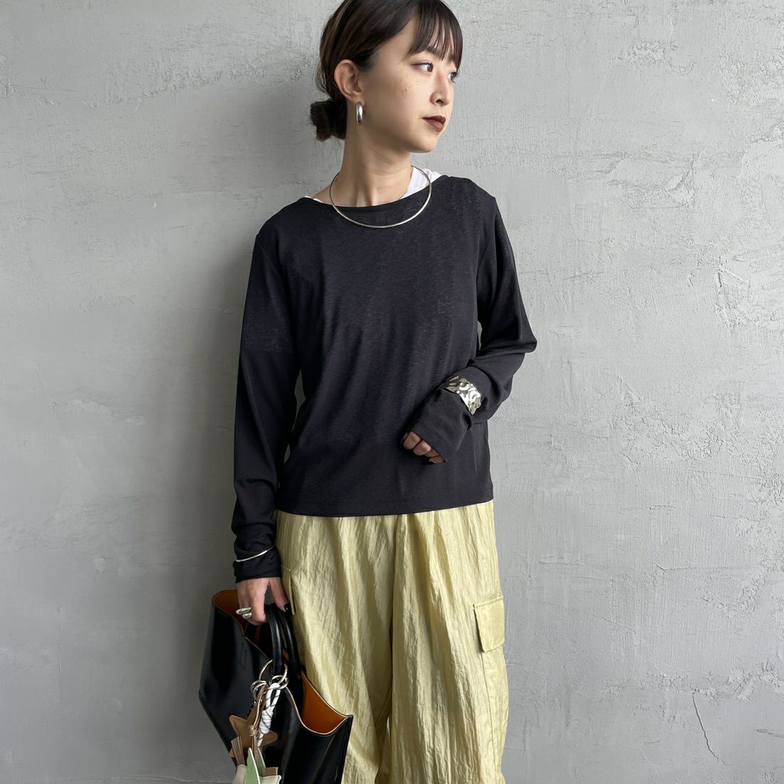 Jf Ready Made [ジェイエフレディメイド] 強撚フライス2WAYカーディガン [3103102] 801 ﾌﾞﾗｯｸ &&モデル身長：150cm 着用サイズ：F&&