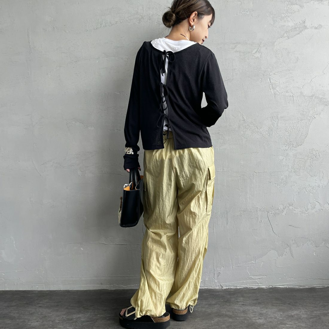 Jf Ready Made [ジェイエフレディメイド] 強撚フライス2WAYカーディガン [3103102] 801 ﾌﾞﾗｯｸ &&モデル身長：150cm 着用サイズ：F&&