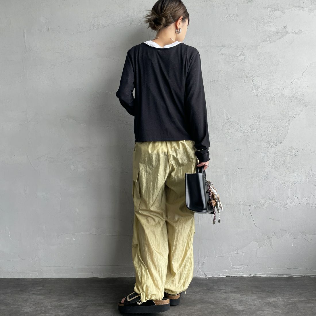 Jf Ready Made [ジェイエフレディメイド] 強撚フライス2WAYカーディガン [3103102] 801 ﾌﾞﾗｯｸ &&モデル身長：150cm 着用サイズ：F&&