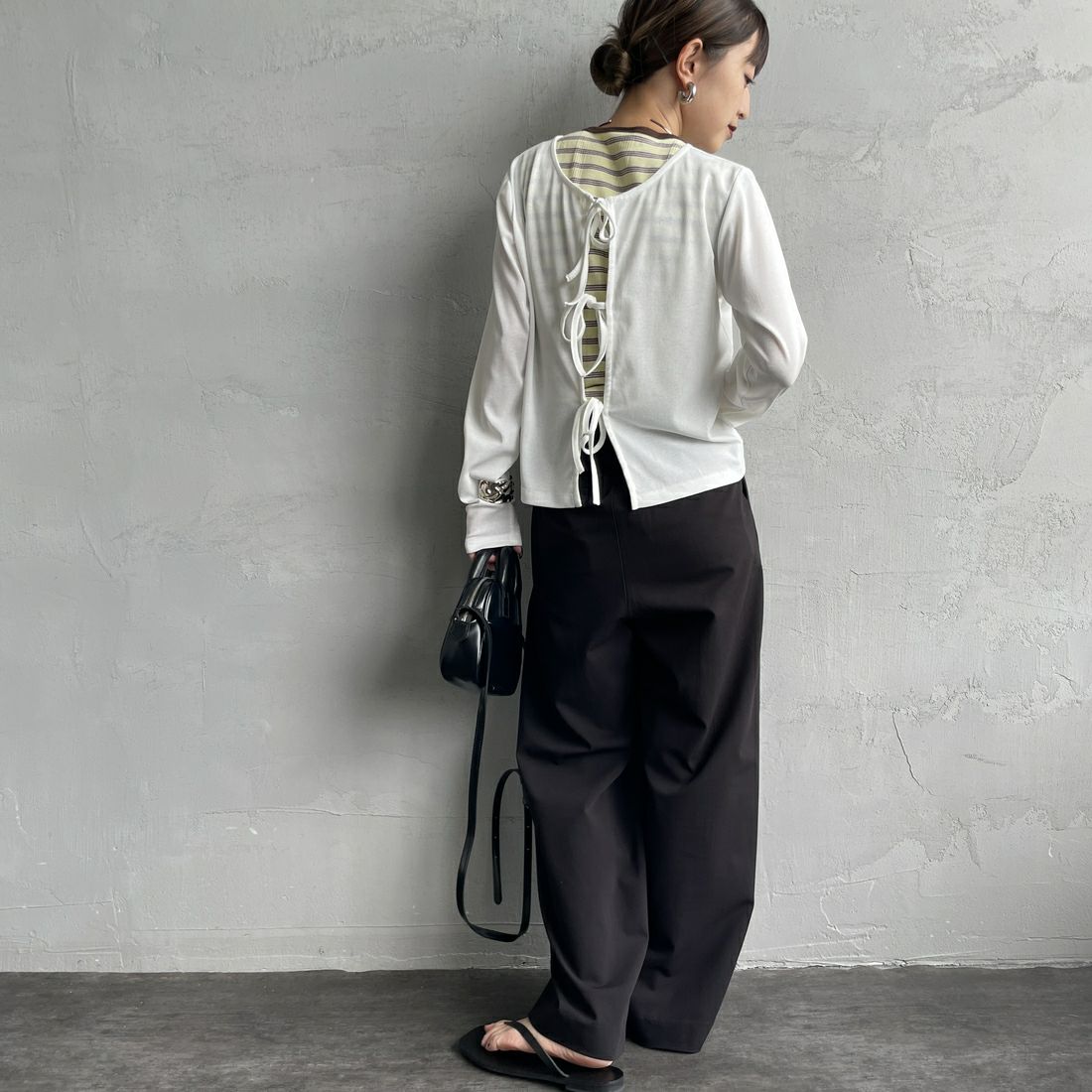 Jf Ready Made [ジェイエフレディメイド] 強撚フライス2WAYカーディガン [3103102] 101 ﾎﾜｲﾄ &&モデル身長：150cm 着用サイズ：F&&