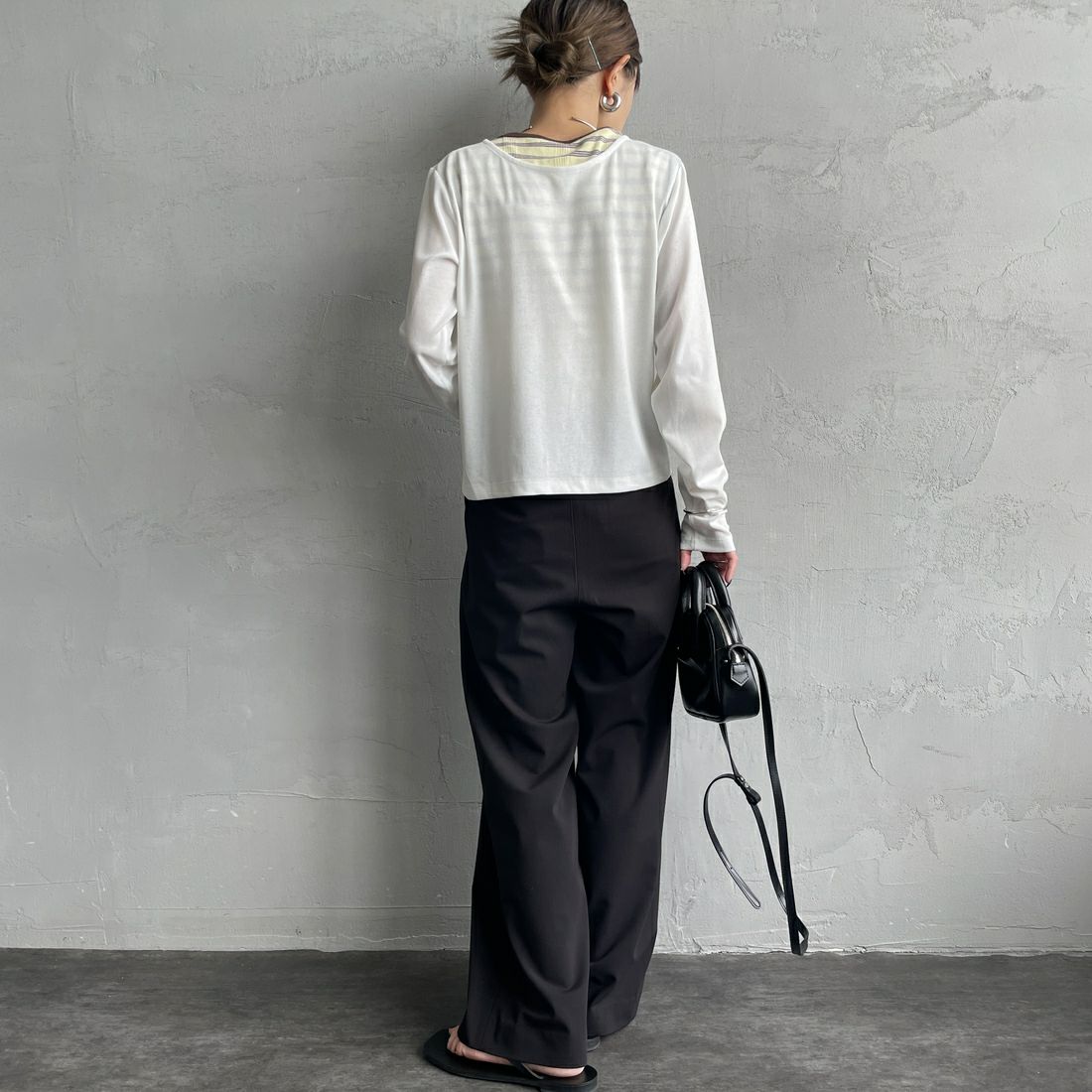 Jf Ready Made [ジェイエフレディメイド] 強撚フライス2WAYカーディガン [3103102] 101 ﾎﾜｲﾄ &&モデル身長：150cm 着用サイズ：F&&