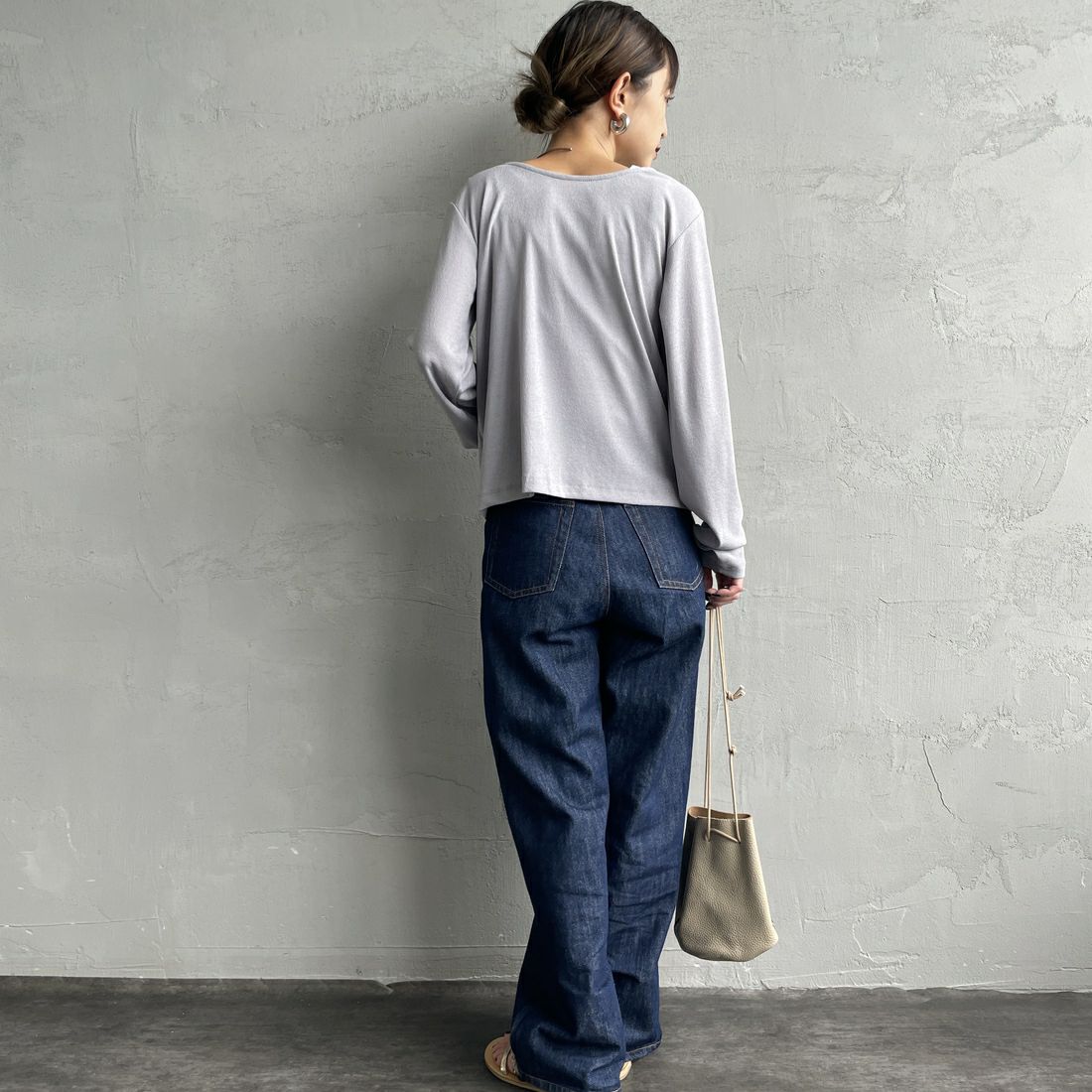 Jf Ready Made [ジェイエフレディメイド] 強撚フライス2WAYカーディガン [3103102] 805 ｸﾞﾚｲ &&モデル身長：150cm 着用サイズ：F&&