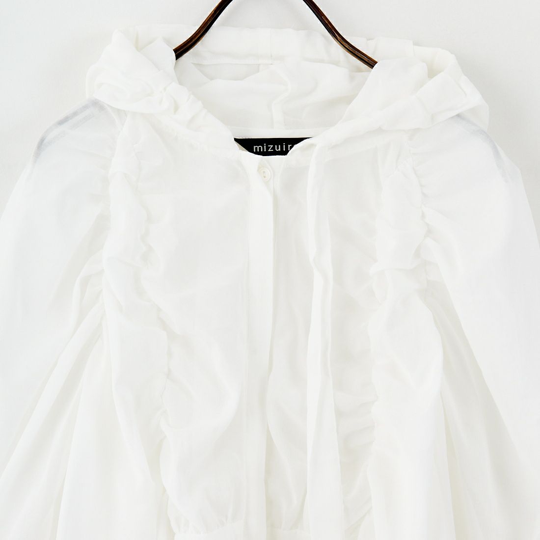 mizuiro ind [ミズイロインド] ギャザーフーデッドシャツ [2-230090] 11 O.WHITE