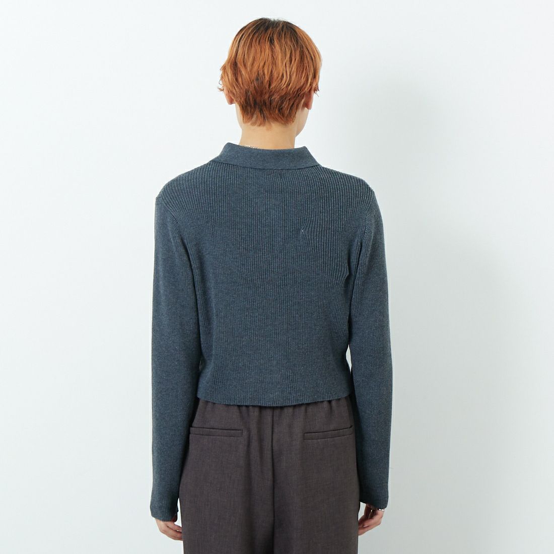 RIM.ARK [リムアーク] ミニマムニットカーディガン [460IAS70-0461] C.GRY &&モデル身長：160cm 着用サイズ：F&&