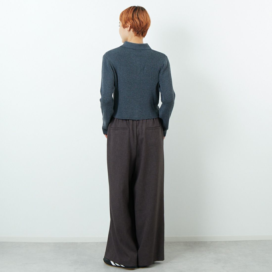 RIM.ARK [リムアーク] ミニマムニットカーディガン [460IAS70-0461] C.GRY &&モデル身長：160cm 着用サイズ：F&&
