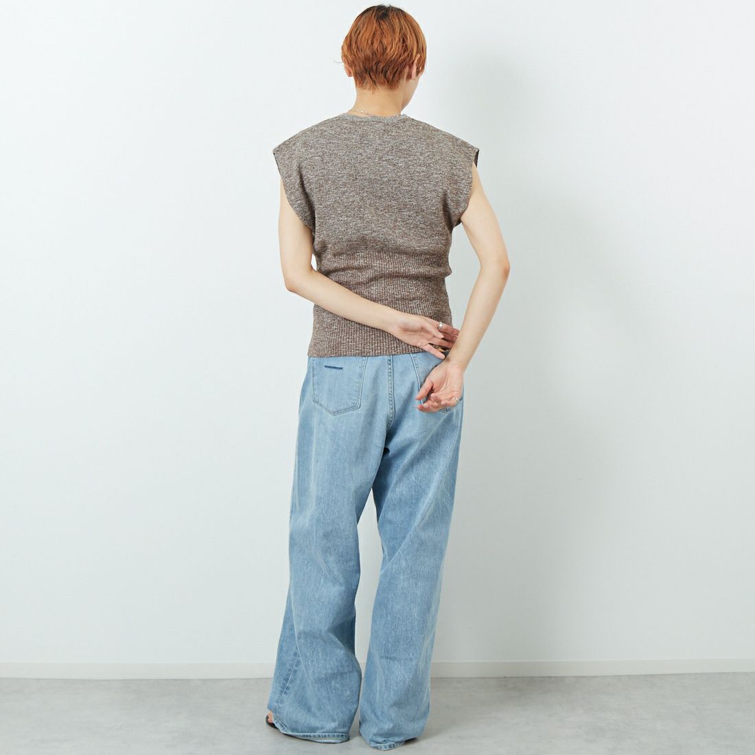 RIM.ARK [リムアーク] ミックスヤーンリブニット [460IAL70-1931] M/BRN &&モデル身長：160cm 着用サイズ：F&&