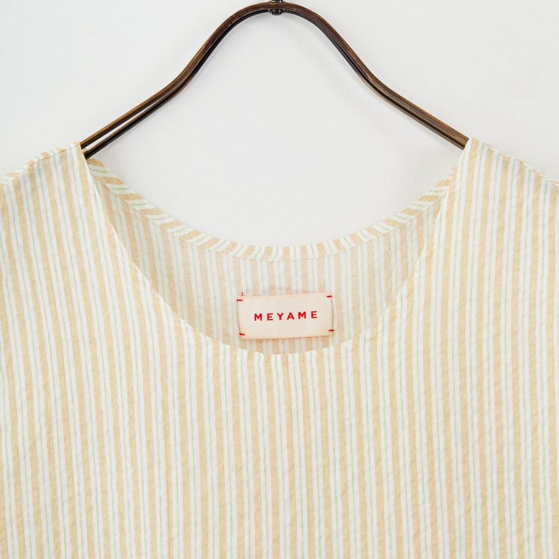 MEYAME [メヤメ] ライトコットン ストライプノースリーブトップス [MEY-2107] YELLOW