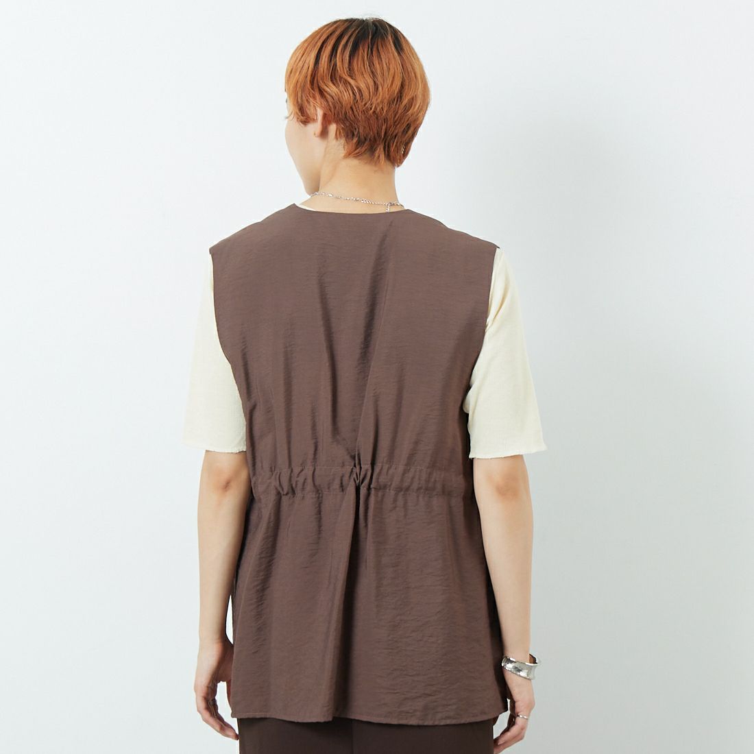 Jf Ready Made [ジェイエフレディメイド] ヴィンテージドロストベスト [8851200-01] 66 ﾓｶ &&モデル身長：160cm 着用サイズ：F&&