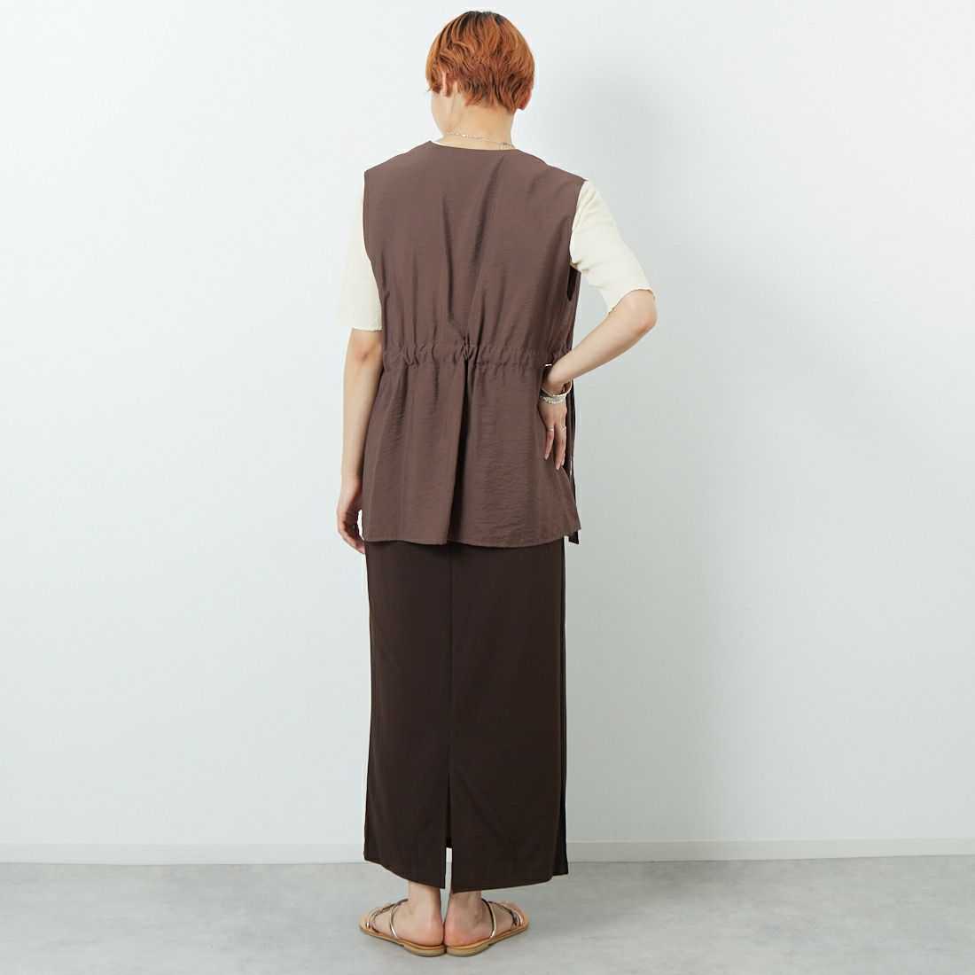 Jf Ready Made [ジェイエフレディメイド] ヴィンテージドロストベスト [8851200-01] 66 ﾓｶ &&モデル身長：160cm 着用サイズ：F&&