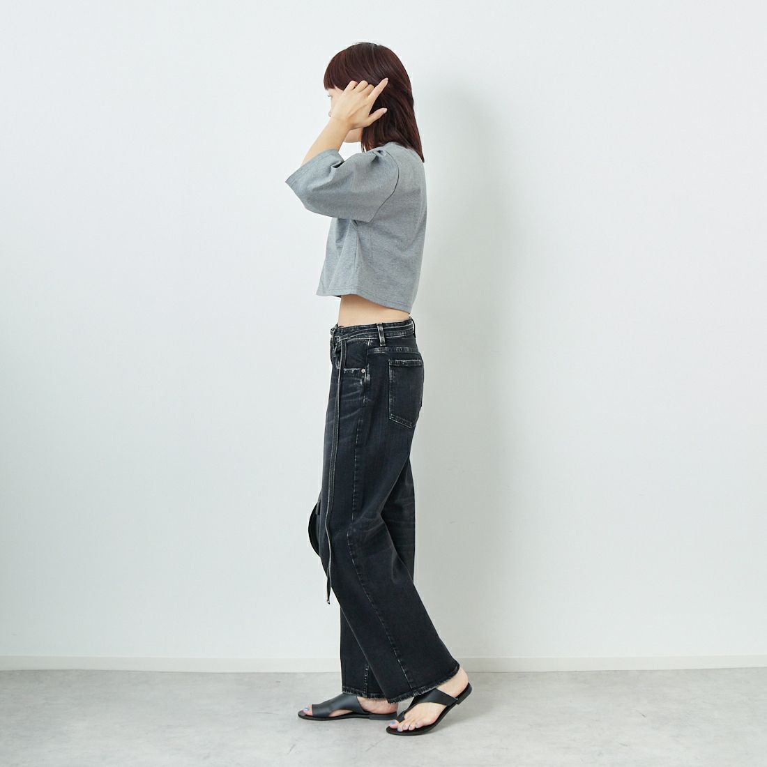 RED CARD TOKYO [レッドカード トーキョー] Idaho ワイドストレートデニム [88W11501BKS] S-BK USED &&モデル身長：167cm 着用サイズ：24&&