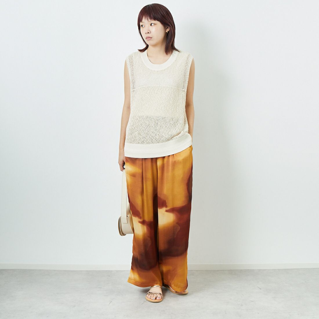 CHIGNON [シニヨン] コードミックスニットベスト [9853-389JR] IVORY &&モデル身長：167cm 着用サイズ：F&&