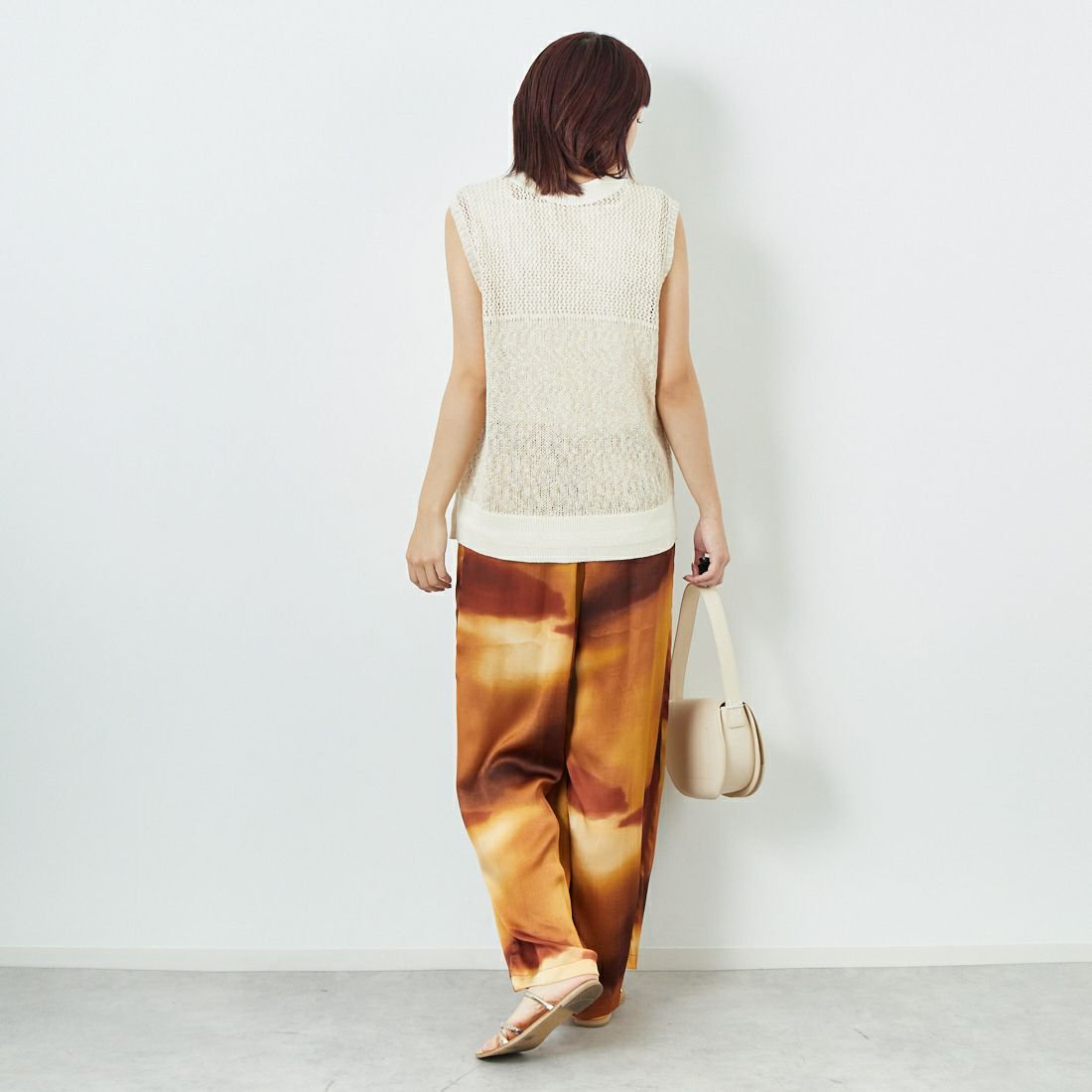 CHIGNON [シニヨン] コードミックスニットベスト [9853-389JR] IVORY &&モデル身長：167cm 着用サイズ：F&&