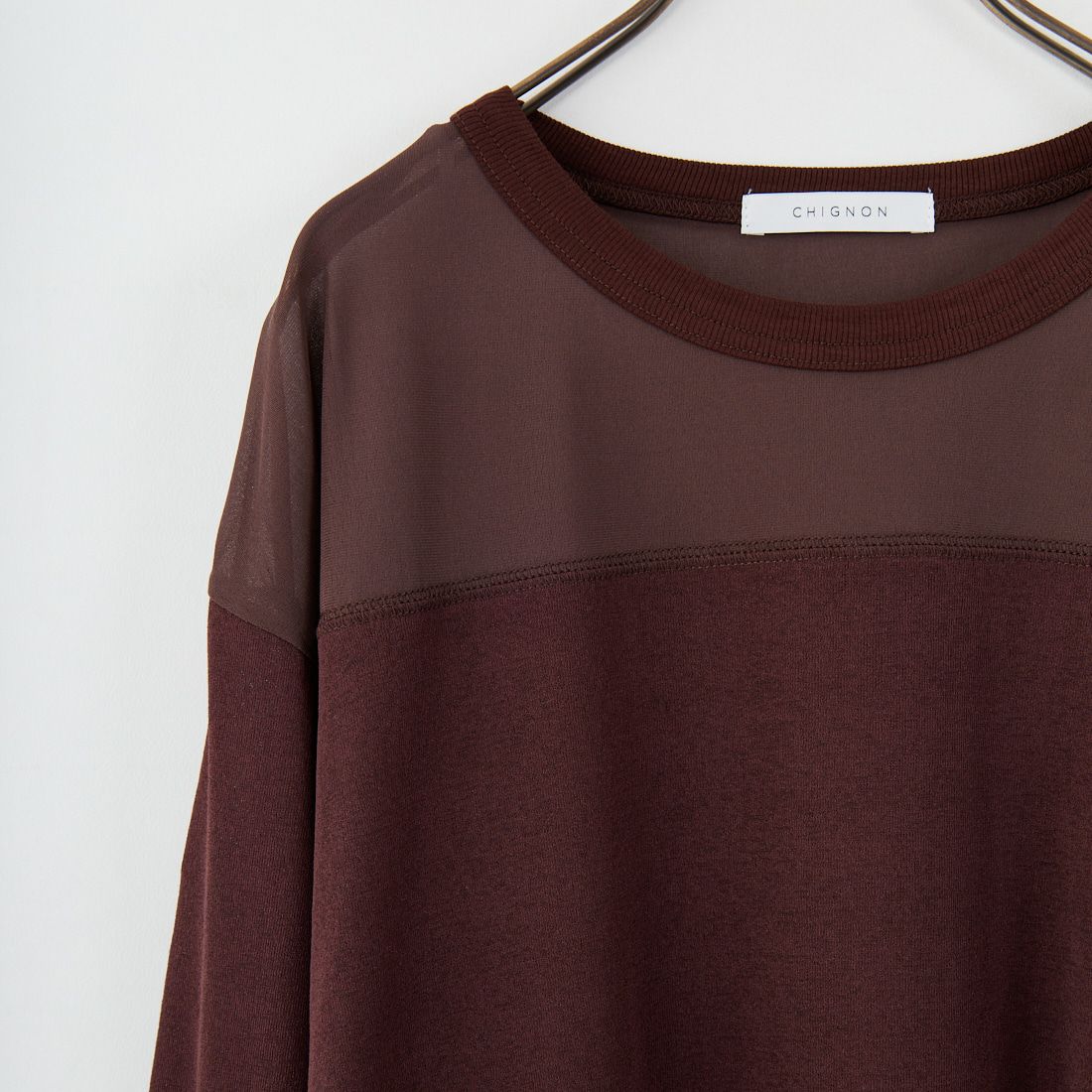 CHIGNON [シニヨン] 異素材切替シアープルオーバー [8453-397KK] BROWN