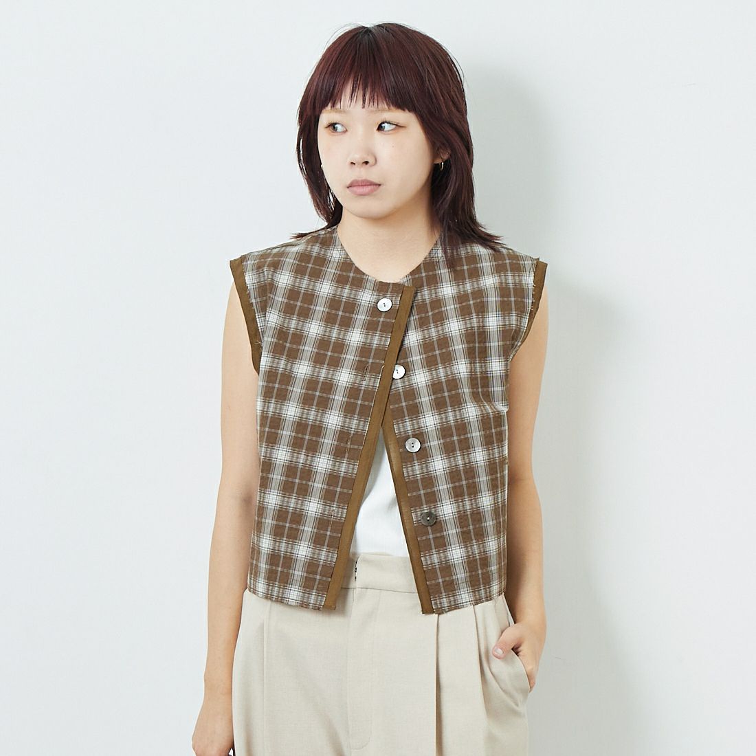 CHIGNON [シニヨン] チェックノースリーブベスト [4753-323KK]