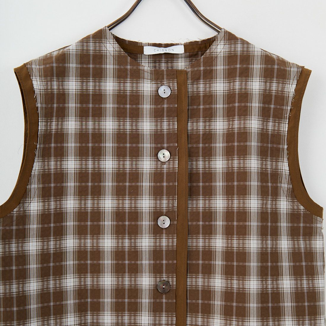 CHIGNON [シニヨン] チェックノースリーブベスト [4753-323KK] KHAKI