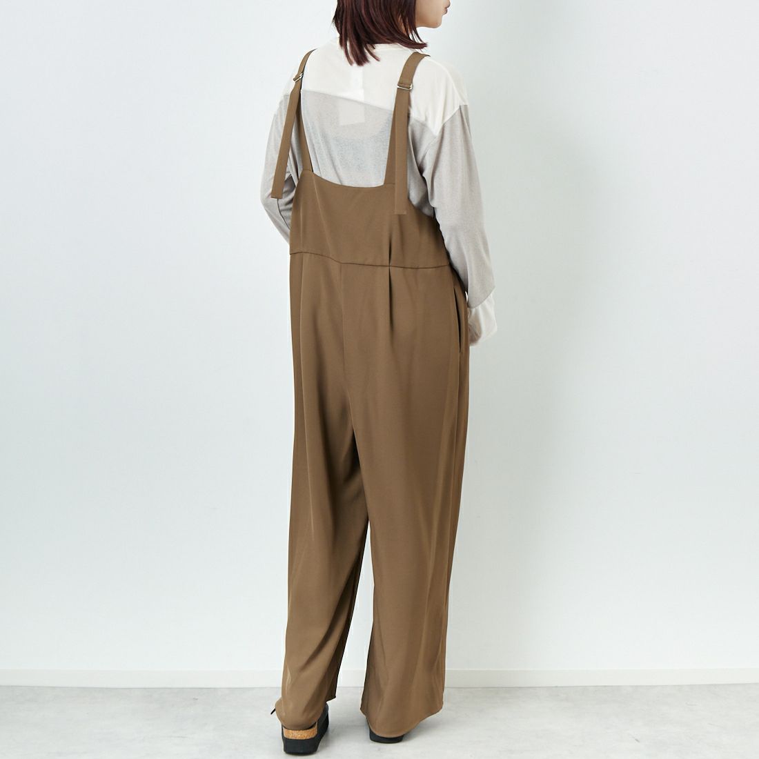 CHIGNON [シニヨン] スクエアサロペット [3653-336KK] BROWN &&モデル身長：167cm 着用サイズ：F&&