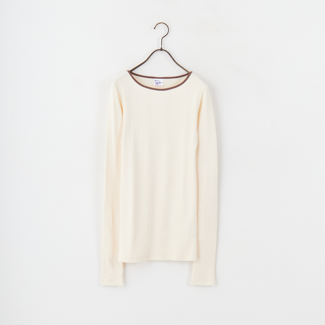 Robert P.Miller [ロバートピーミラー] 別注 配色パネルリブ ボートネックTシャツ [RM254-2041IN-JF] IVORY