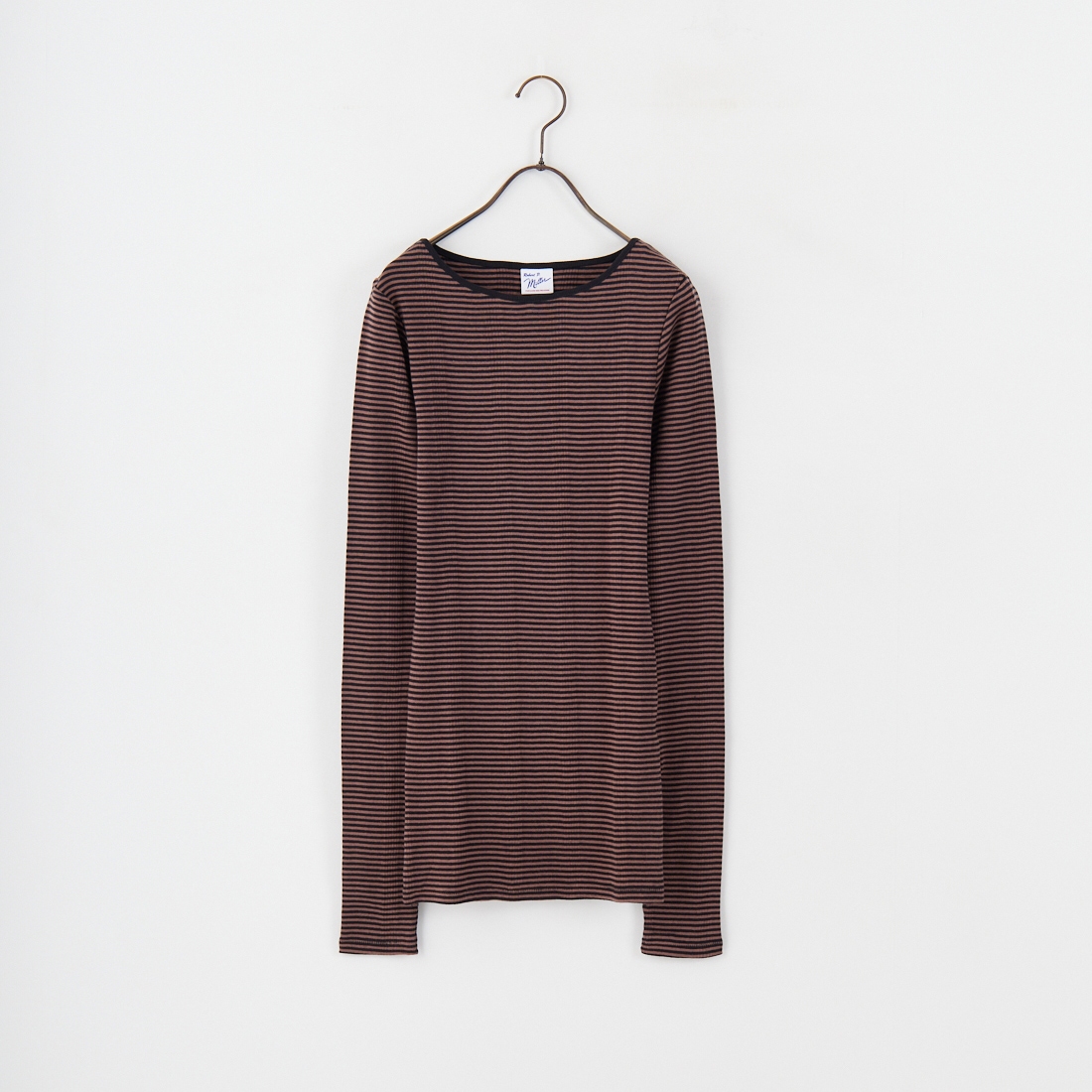 Robert P.Miller [ロバートピーミラー] 別注 配色パネルリブ ボートネックTシャツ [RM254-2041IN-JF] BROWN