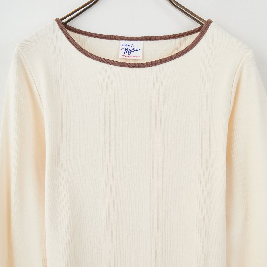 Robert P.Miller [ロバートピーミラー] 別注 配色パネルリブ ボートネックTシャツ [RM254-2041IN-JF] IVORY