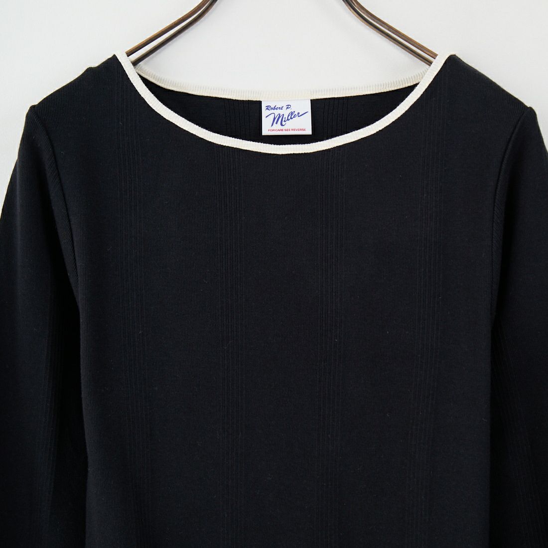 Robert P.Miller [ロバートピーミラー] 別注 配色パネルリブ ボートネックTシャツ [RM254-2041IN-JF] BLACK