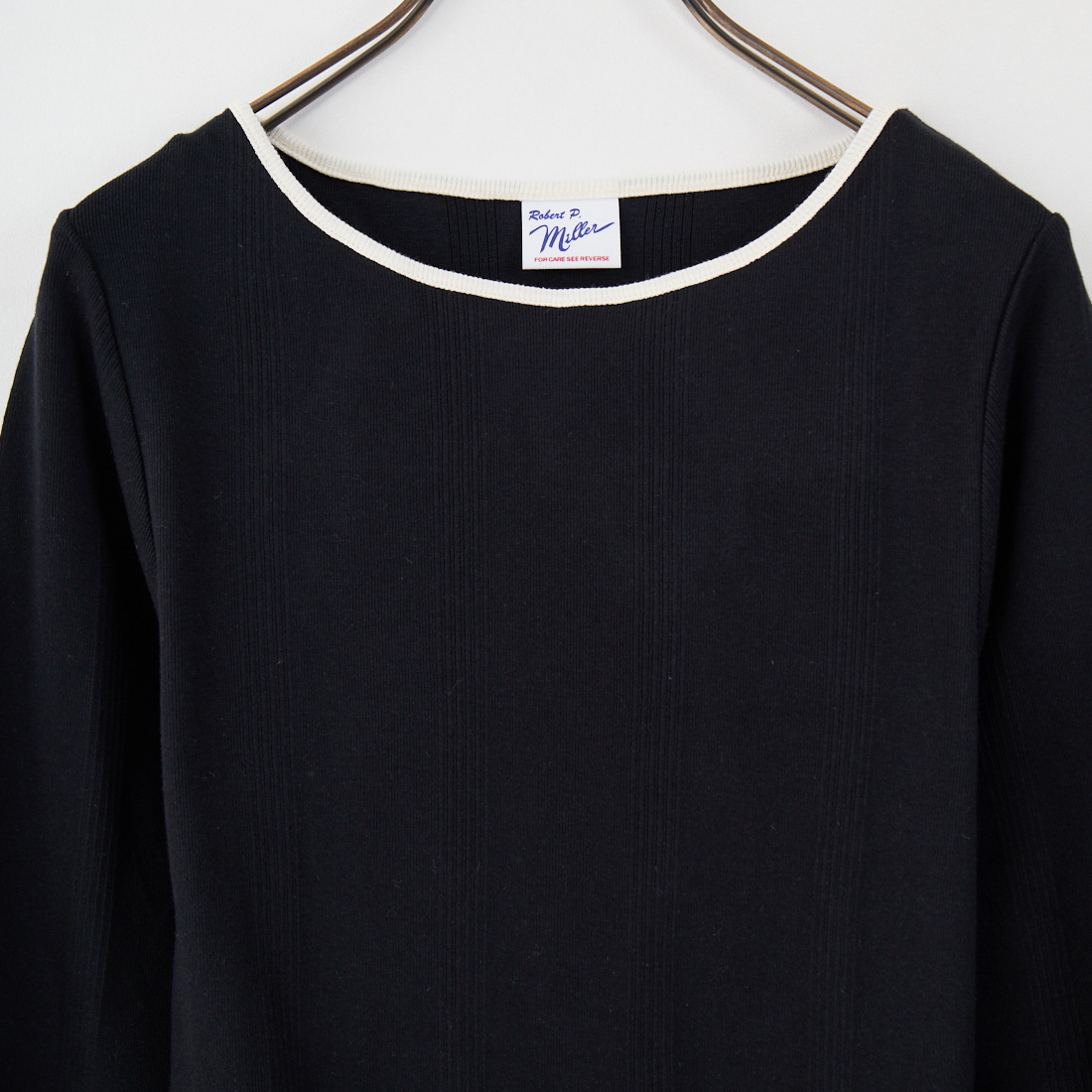 Robert P.Miller [ロバートピーミラー] 別注 配色パネルリブ ボートネックTシャツ [RM254-2041IN-JF] BLACK