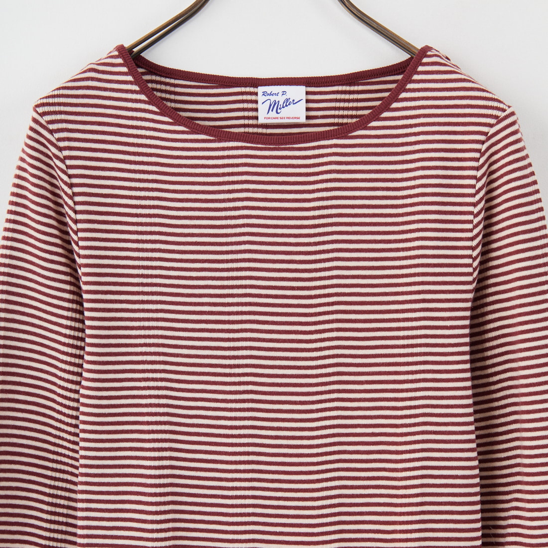 Robert P.Miller [ロバートピーミラー] 別注 配色パネルリブ ボートネックTシャツ [RM254-2041IN-JF] CLAY
