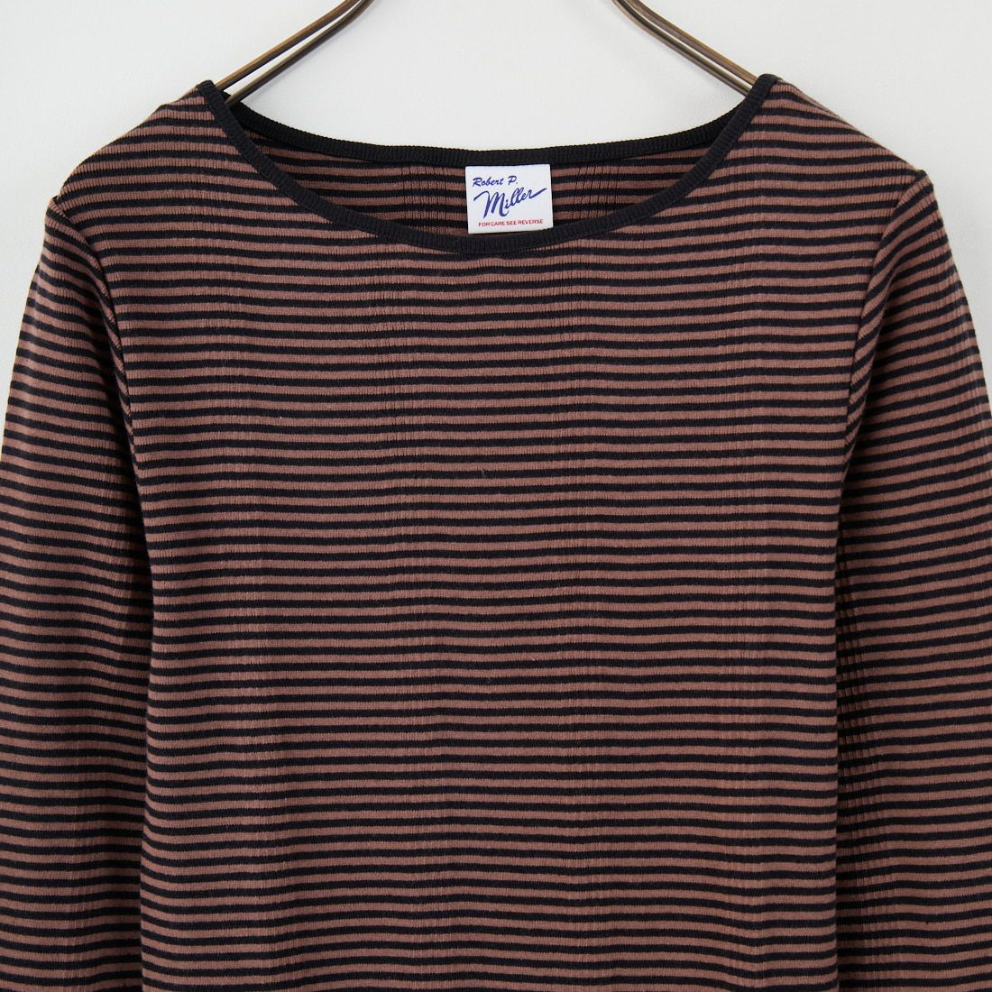 Robert P.Miller [ロバートピーミラー] 別注 配色パネルリブ ボートネックTシャツ [RM254-2041IN-JF] BROWN