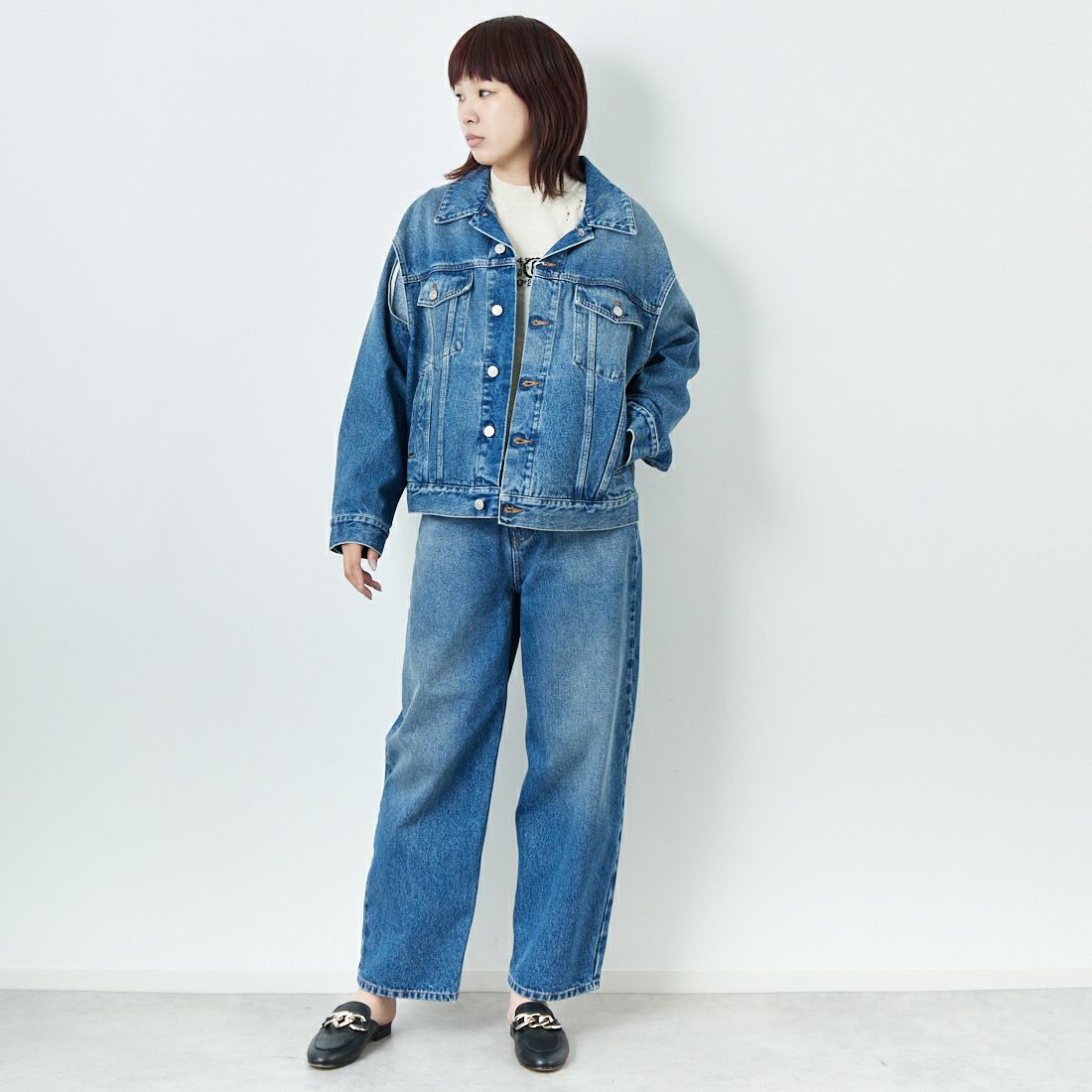 MM6 Maison Margiela [エムエムシックス メゾン マルジェラ] デニムジャケット [S52AM0308-M30018] 965 L.BLUE &&モデル身長：167cm 着用サイズ：42&&