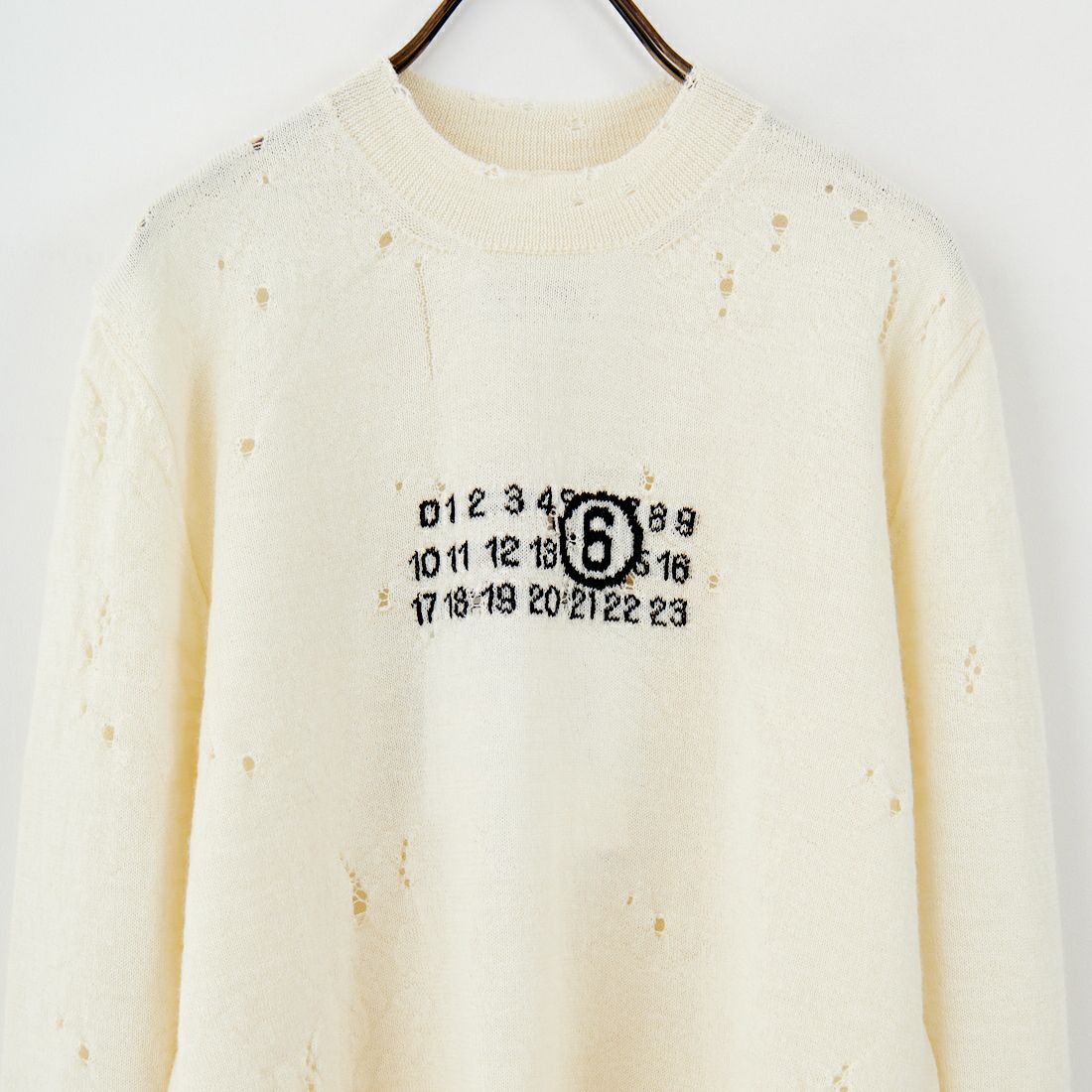 MM6 Maison Margiela [エムエムシックス メゾン マルジェラ] クルーネックダメージニット [SH0HL0033-M13134] 103 OFF WH