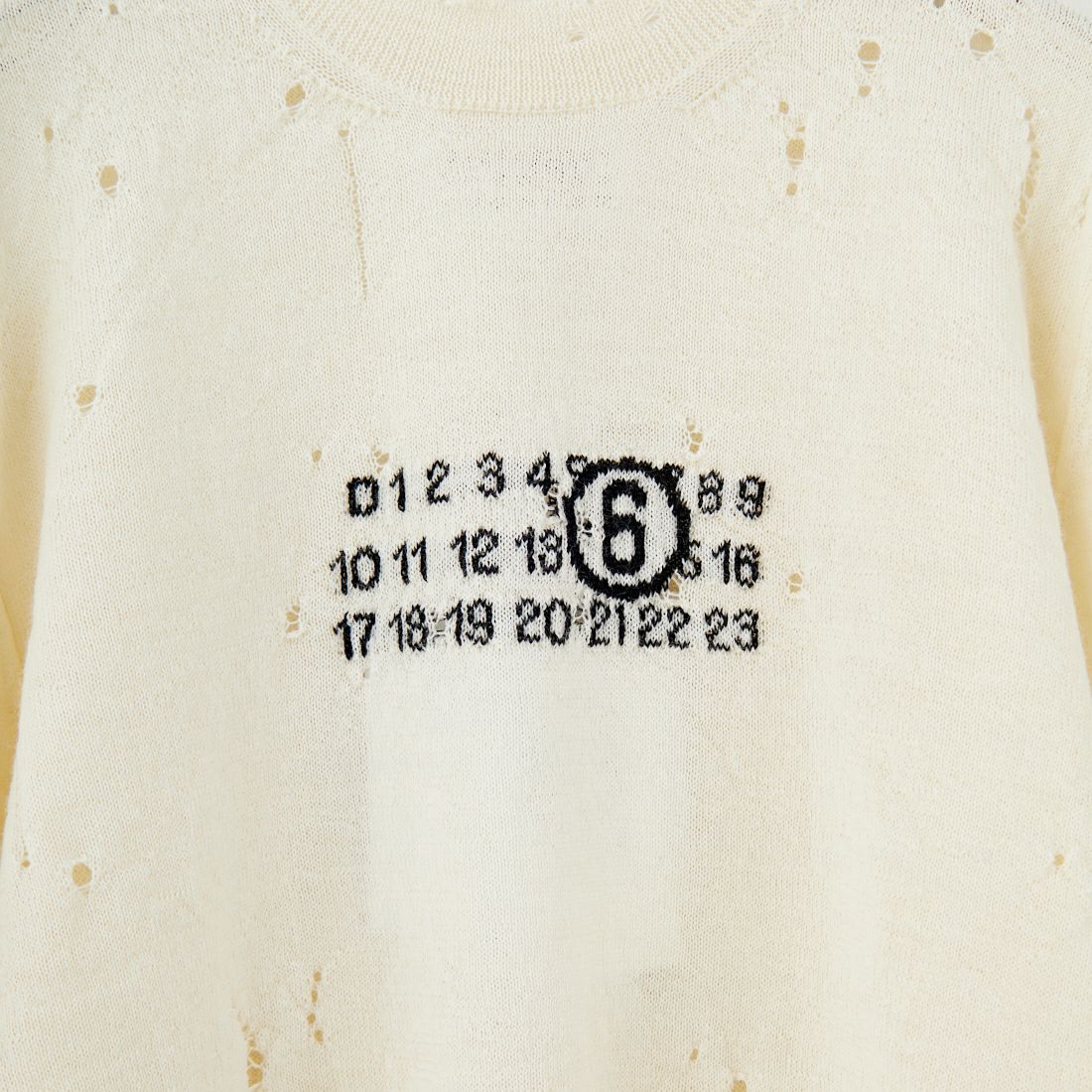 MM6 Maison Margiela [エムエムシックス メゾン マルジェラ] クルーネックダメージニット [SH0HL0033-M13134] 103 OFF WH