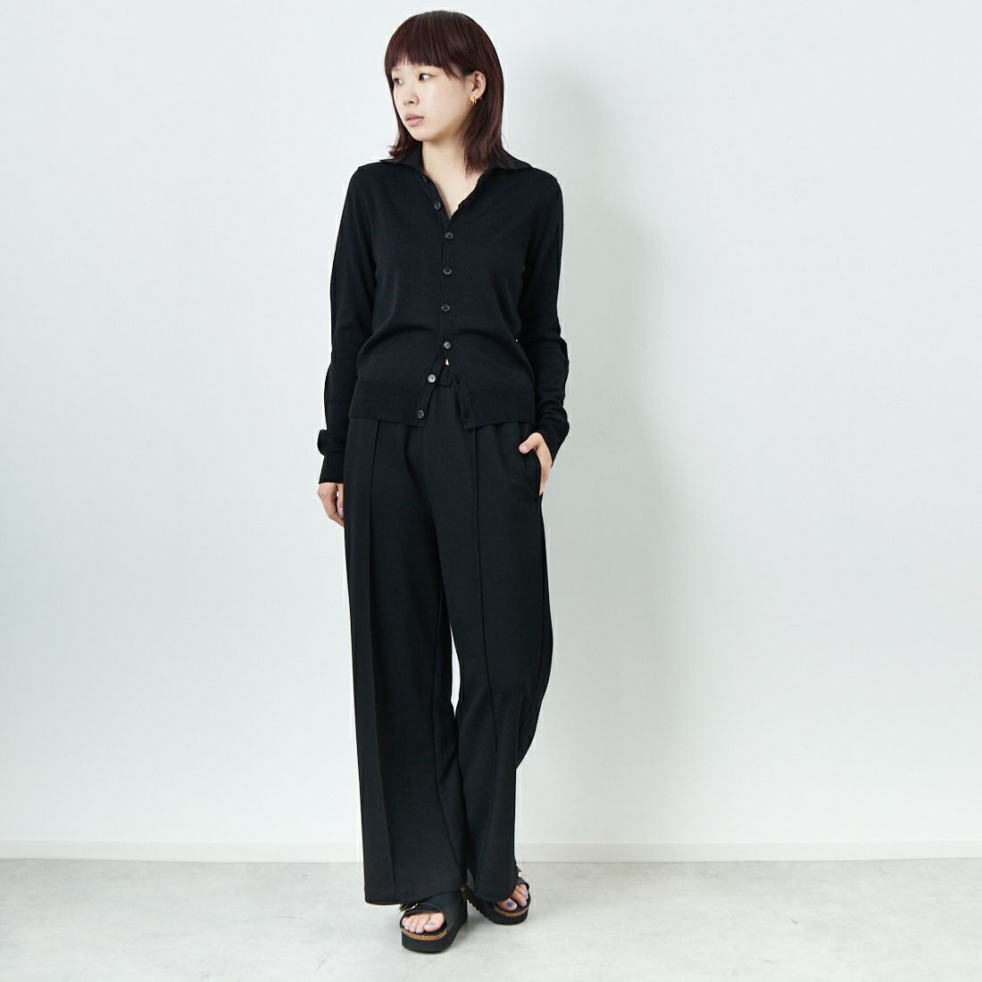 MM6 Maison Margiela [エムエムシックス メゾン マルジェラ] ニットカーディガン [S52HP0029-M13133] 900 BLACK &&モデル身長：167cm 着用サイズ：M&&