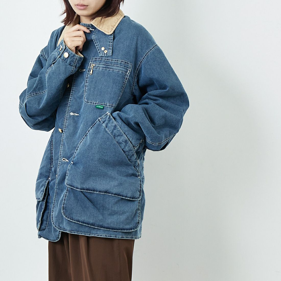 L.L.BEAN [エルエルビーン] ビーンズ インサレーテッドデニムフィールドコート [5575-2043] 60 FADE BL &&モデル身長：167cm 着用サイズ：S&&