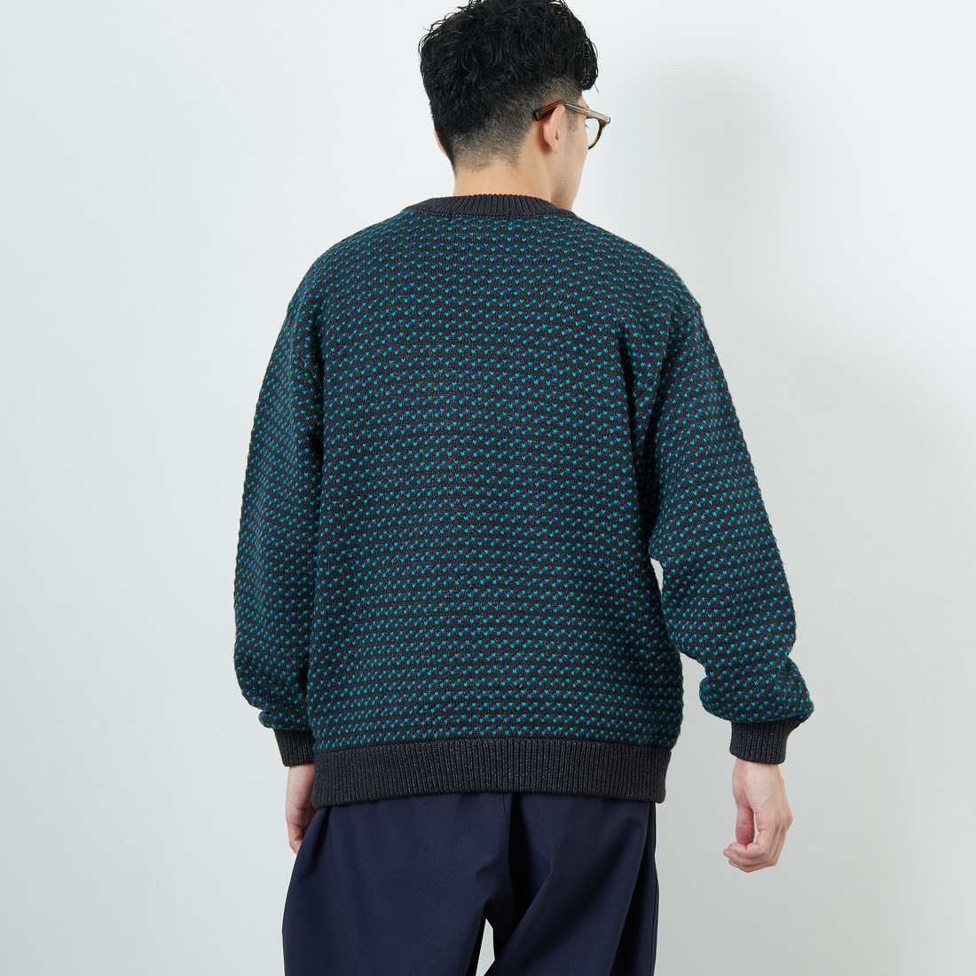 L.L.BEAN [エルエルビーン] Wayne バーズアイセーター [5575-2030] 92 CHR/PLU &&モデル身長：167cm 着用サイズ：M&&