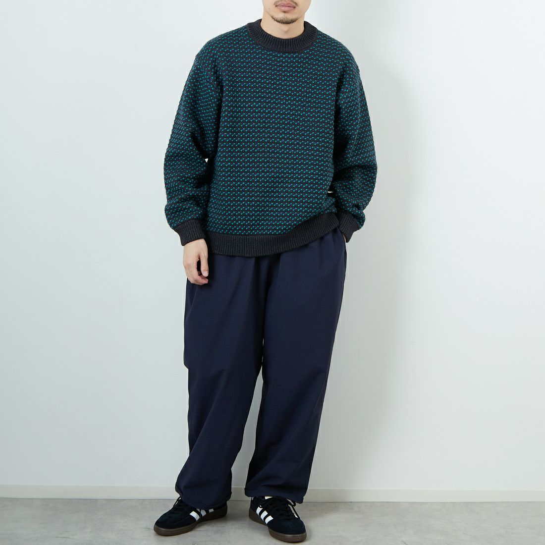 L.L.BEAN [エルエルビーン] Wayne バーズアイセーター [5575-2030] 92 CHR/PLU &&モデル身長：167cm 着用サイズ：M&&