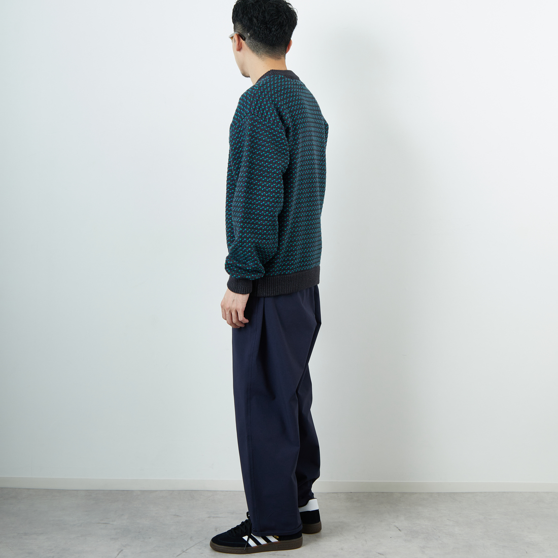 L.L.BEAN [エルエルビーン] Wayne バーズアイセーター [5575-2030] 92 CHR/PLU &&モデル身長：167cm 着用サイズ：M&&