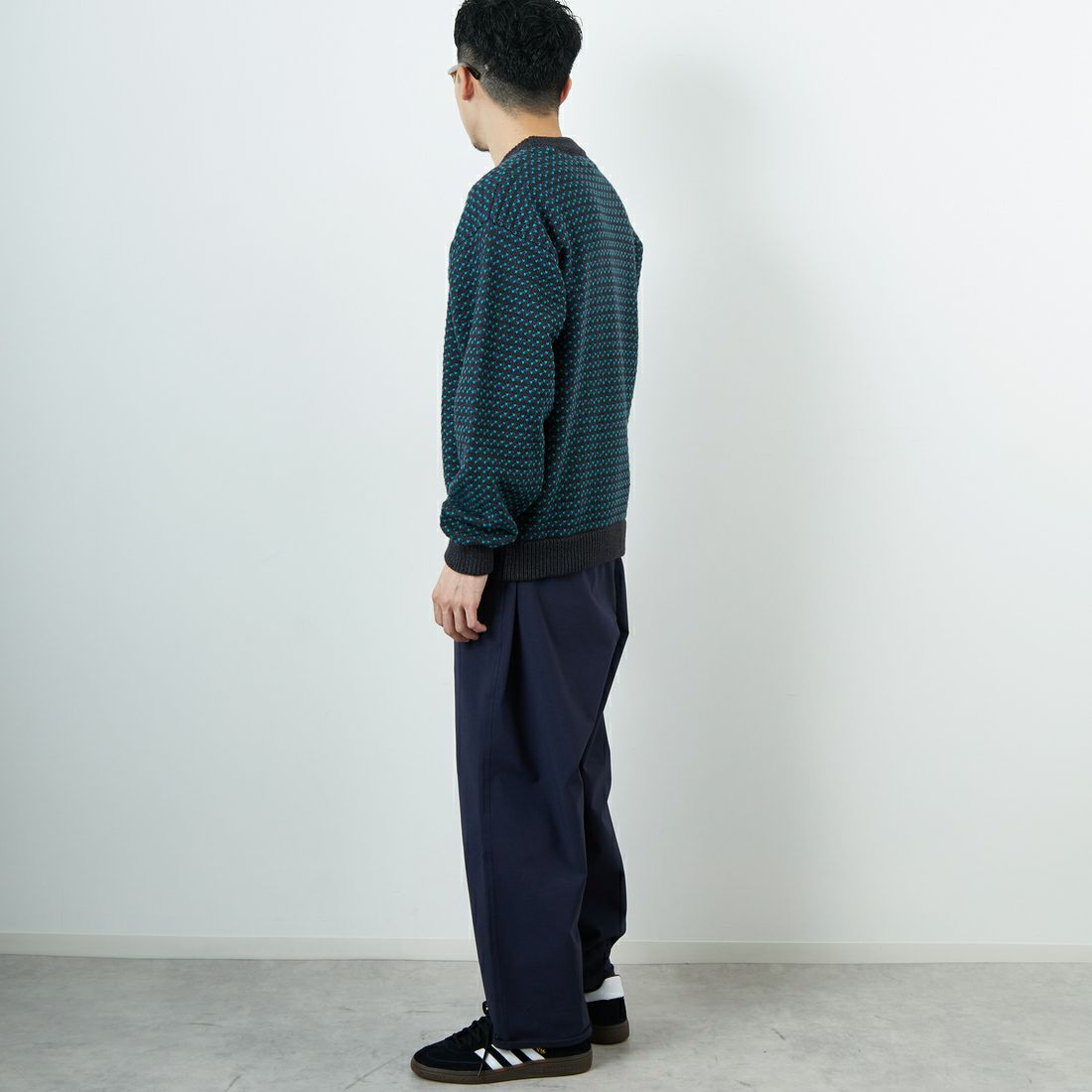 L.L.BEAN [エルエルビーン] Wayne バーズアイセーター [5575-2030] 92 CHR/PLU &&モデル身長：167cm 着用サイズ：M&&