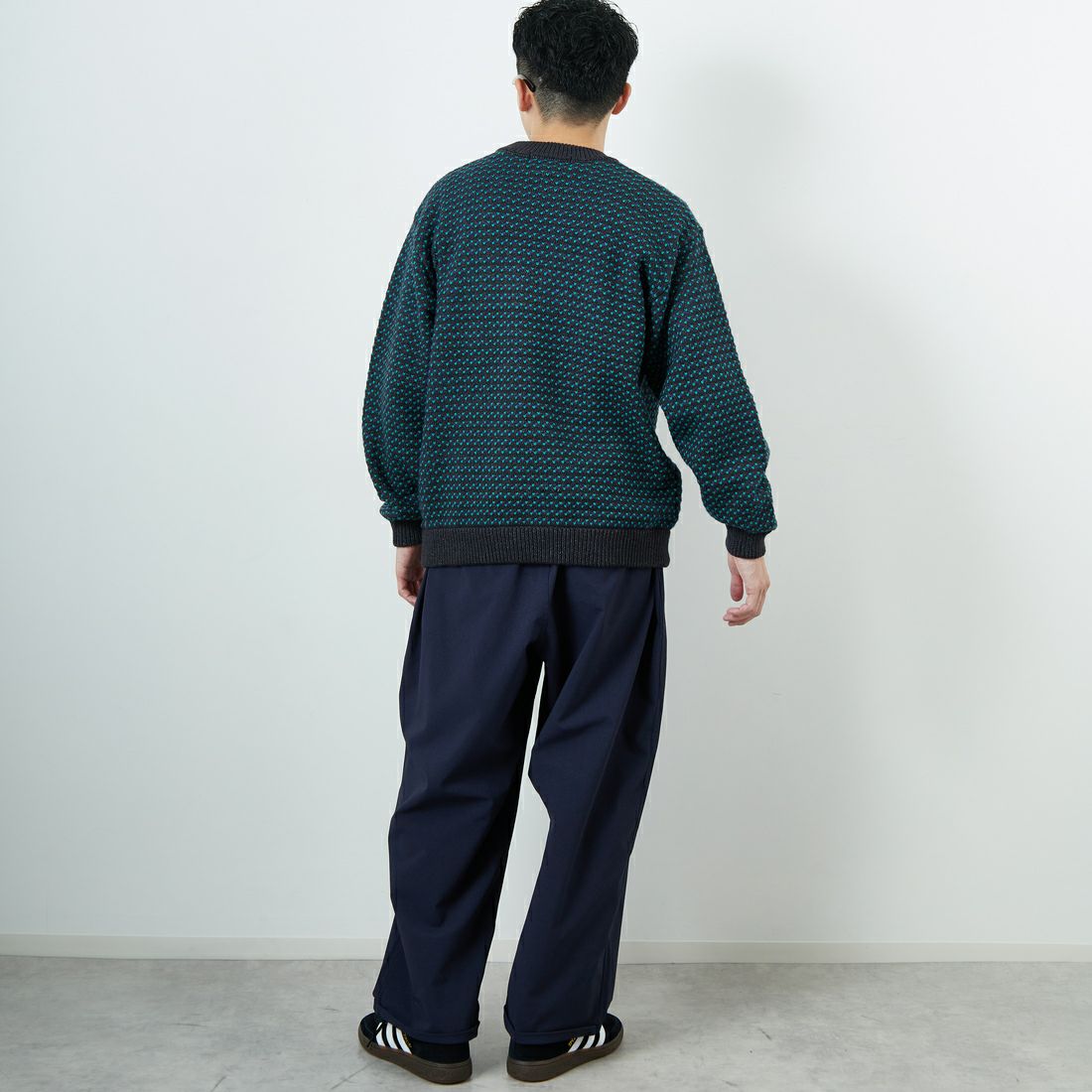 L.L.BEAN [エルエルビーン] Wayne バーズアイセーター [5575-2030] 92 CHR/PLU &&モデル身長：167cm 着用サイズ：M&&